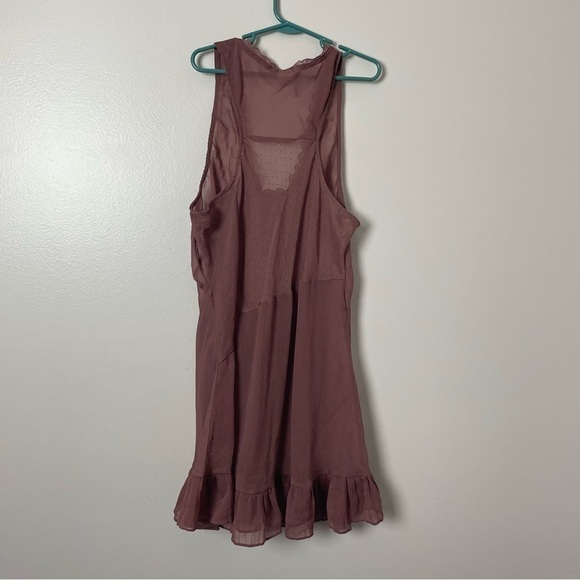 Lilly Lou Blouse – Lace Scoop Neck, Sheer & Flowing, Ruffled Hem – Rose - Picture 4 of 9